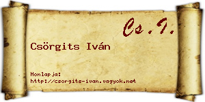 Csörgits Iván névjegykártya